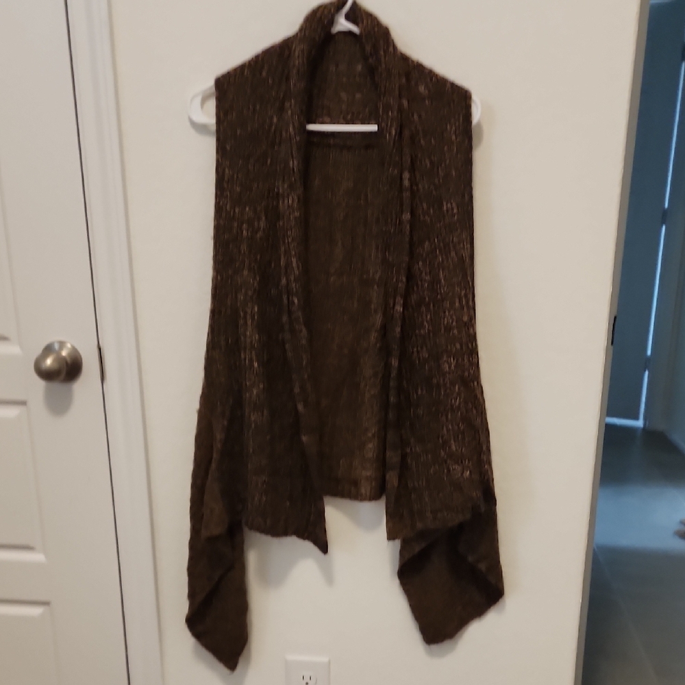 Brown Knit Sleeveless Cardigan